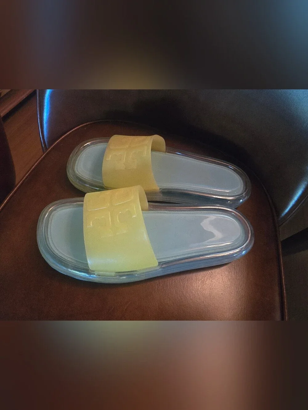 Tory Burch Bubble Jelly Yellow Slide Sandals Size 8